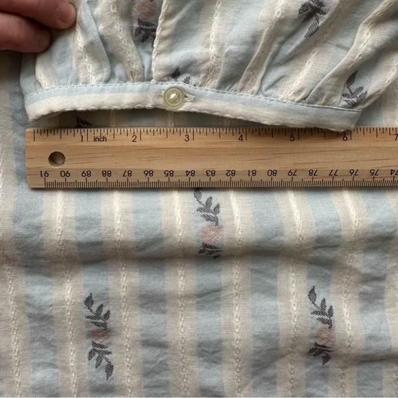 LOFT Striped Half Button Puff Sleeve Top - Picture 5 of 7